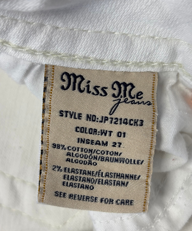 Miss Me White Distressed Embellished Skinny Jeans