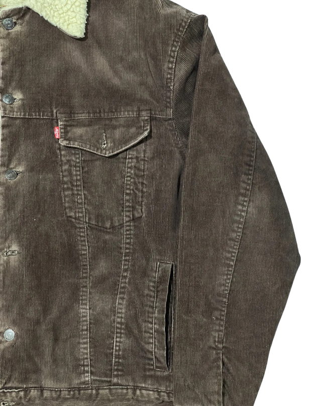 Levi's Brown Sherpa Lined Corduroy Trucker Jacket