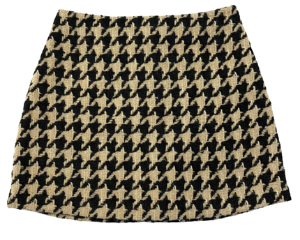 Monki Black/Beige Houndstooth Textured Mini Skirt