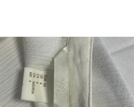 H&M White Embroidered Boho Lace-Up Blouse