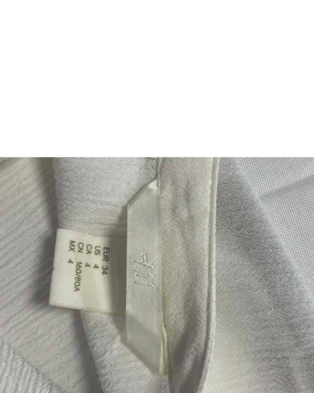 H&M White Embroidered Boho Lace-Up Blouse