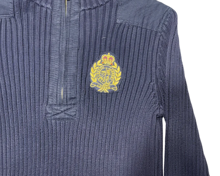 Lauren Ralph Lauren Navy Blue Quarter-Zip Ribbed Knit Sweater
