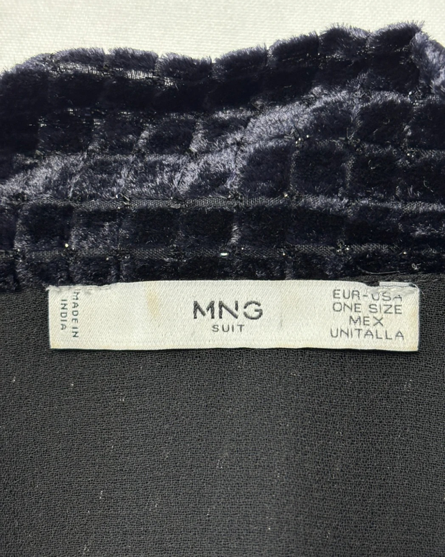 MNG SUIT Black Textured Velvet Open Front Duster Dress