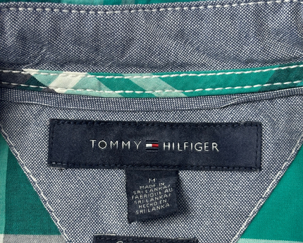 Tommy Hilfiger Green Plaid Custom Fit Long Sleeve Button-Down Shirt