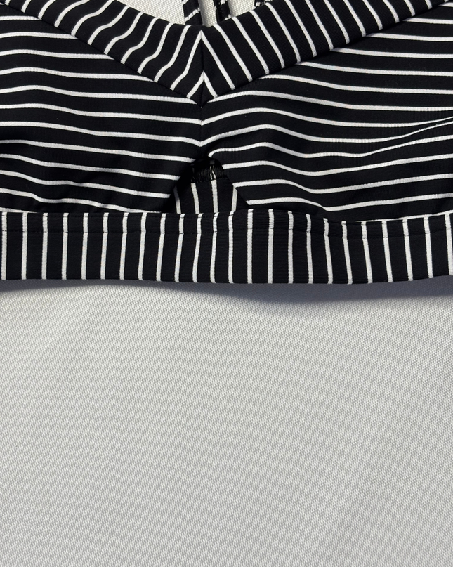 Lululemon Layer Black and White Striped Sports Bra