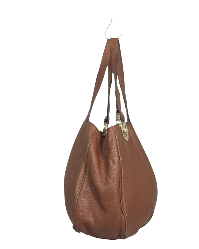 Michael Kors Brown Pebbled Leather Shoulder Bag