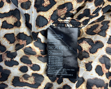 H&M Leopard Print Ruffle Neck Tie Blouse