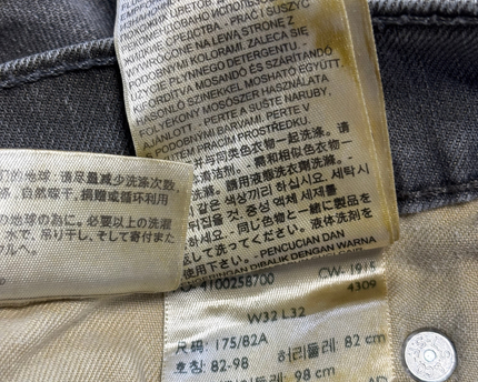 Levi's Grey Straight Leg Denim Jeans