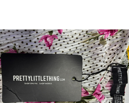 PrettyLittleThing White/Pink Floral Pleated Midi Dress W/Tags