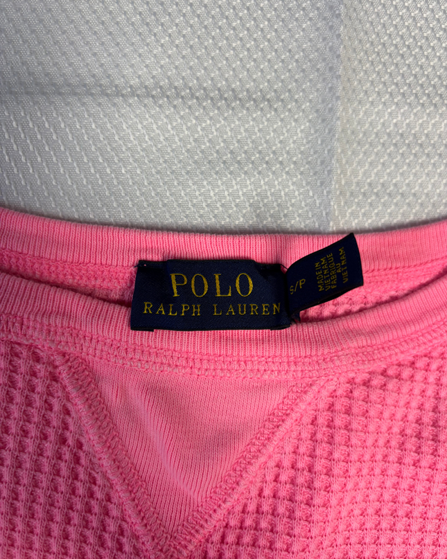 Polo Ralph Lauren Pink Waffle Knit Crewneck Sweatshirt
