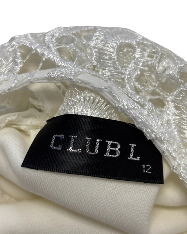 CLUBL White Lace Overlay Bodycon Dress