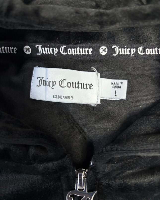 Juicy Couture Black Velour Zip-Up Hoodie