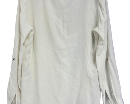LE CHÂTEAU White Zip-Neck Pocket Blouse