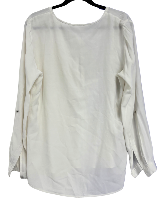 LE CHÂTEAU White Zip-Neck Pocket Blouse