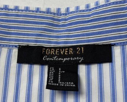 Forever 21 Contemporary Blue and White Striped Oversized Shirt