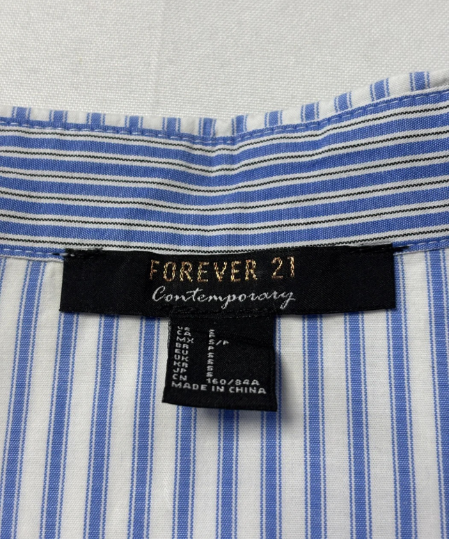 Forever 21 Contemporary Blue and White Striped Oversized Shirt