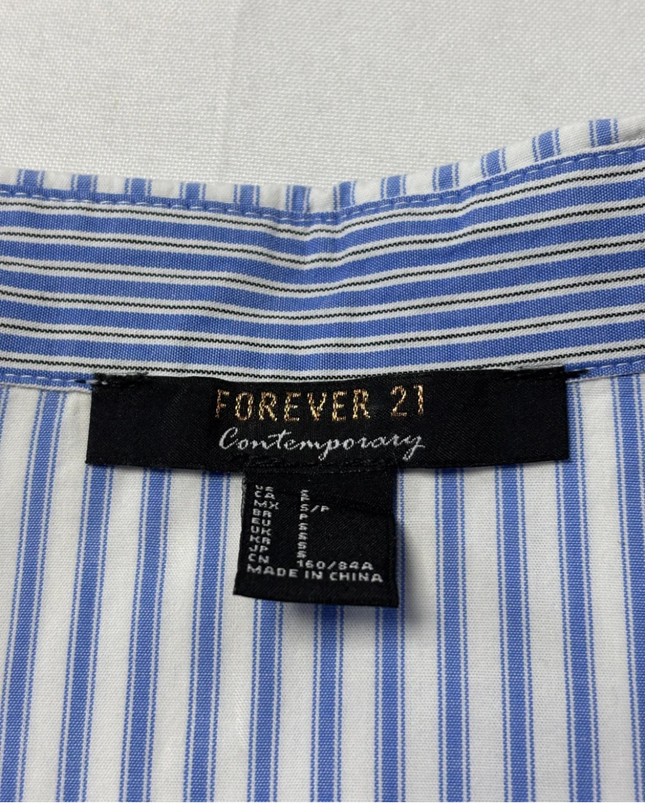 Forever 21 Contemporary Blue and White Striped Oversized Shirt