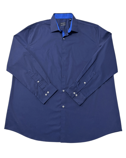 VAN HEUSEN Regular Fit Stretch Long Sleeve Navy Shirt