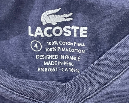 Lacoste Navy Blue V-Neck Pima Cotton T-Shirt