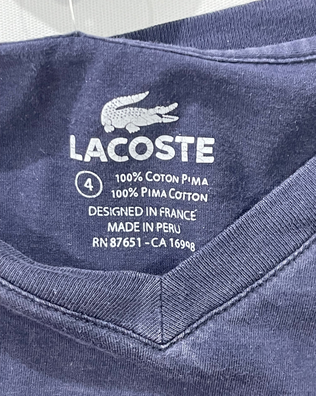Lacoste Navy Blue V-Neck Pima Cotton T-Shirt