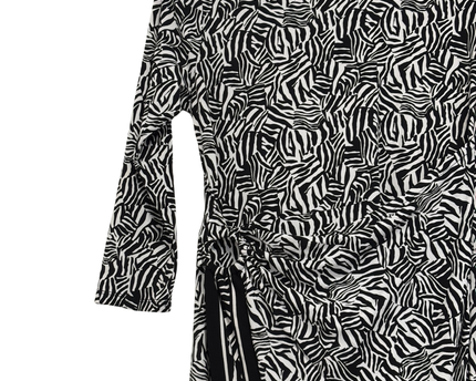 Michael Kors Black and White Zebra Print Long Sleeve Midi Dress