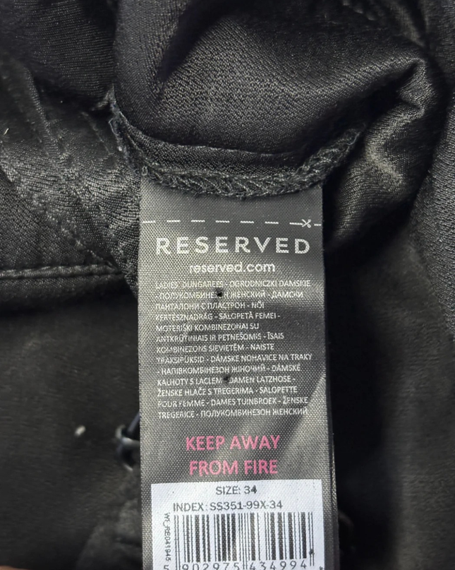 Reserved Black Viscose Dungaree Jumpsuit