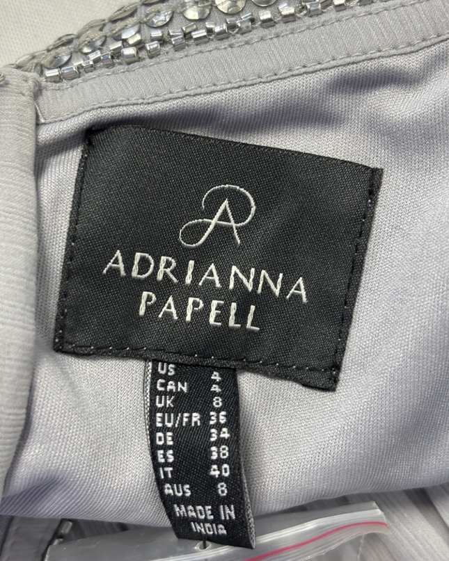Adrianna Papell Gray Embellished Maxi Evening Dress