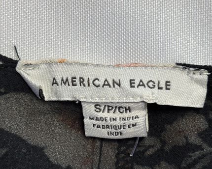 American Eagle Black Floral Square Neck Mini Dress