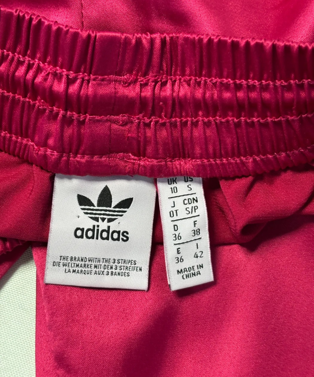 Adidas Pink Satin 3-Stripe Track Pants