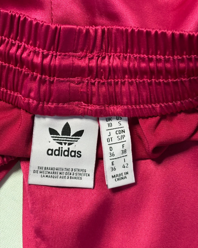 Adidas Pink Satin 3-Stripe Track Pants