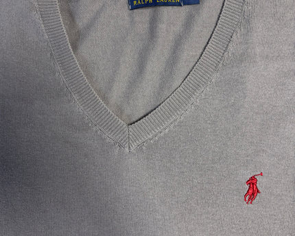 Polo Ralph Lauren Grey V-Neck Knit Sweater