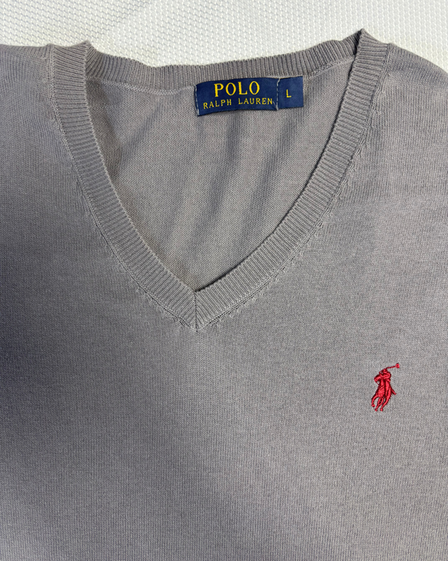 Polo Ralph Lauren Grey V-Neck Knit Sweater
