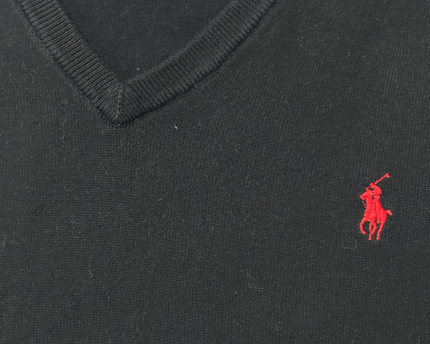 Polo Ralph Lauren Black Pima Cotton V-Neck Sweater