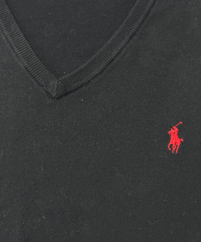Polo Ralph Lauren Black Pima Cotton V-Neck Sweater