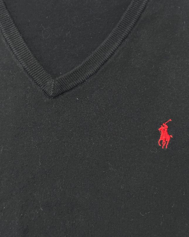 Polo Ralph Lauren Black Pima Cotton V-Neck Sweater