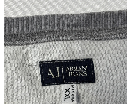 Armani Jeans Grey Graphic Long Sleeve Crewneck T-Shirt