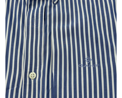 GANT Blue/White Striped Broadcloth Slim Fit Shirt