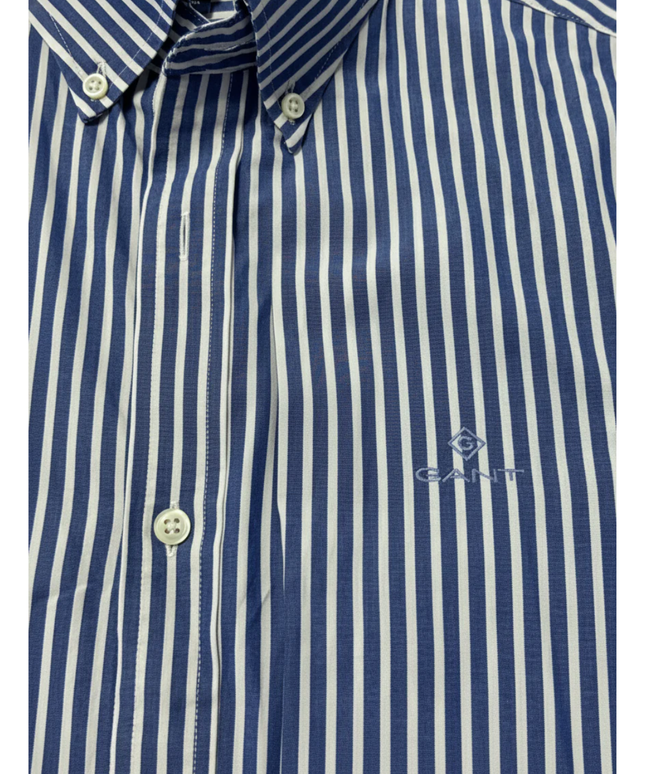 GANT Blue/White Striped Broadcloth Slim Fit Shirt