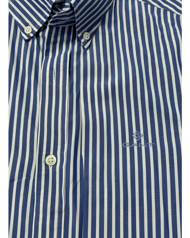GANT Blue/White Striped Broadcloth Slim Fit Shirt