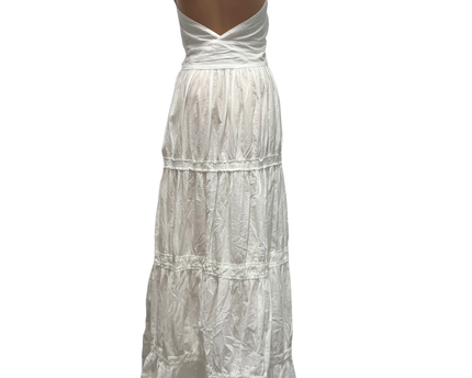 DANIELE ALESSANDRINI White Tiered Halter Maxi Dress