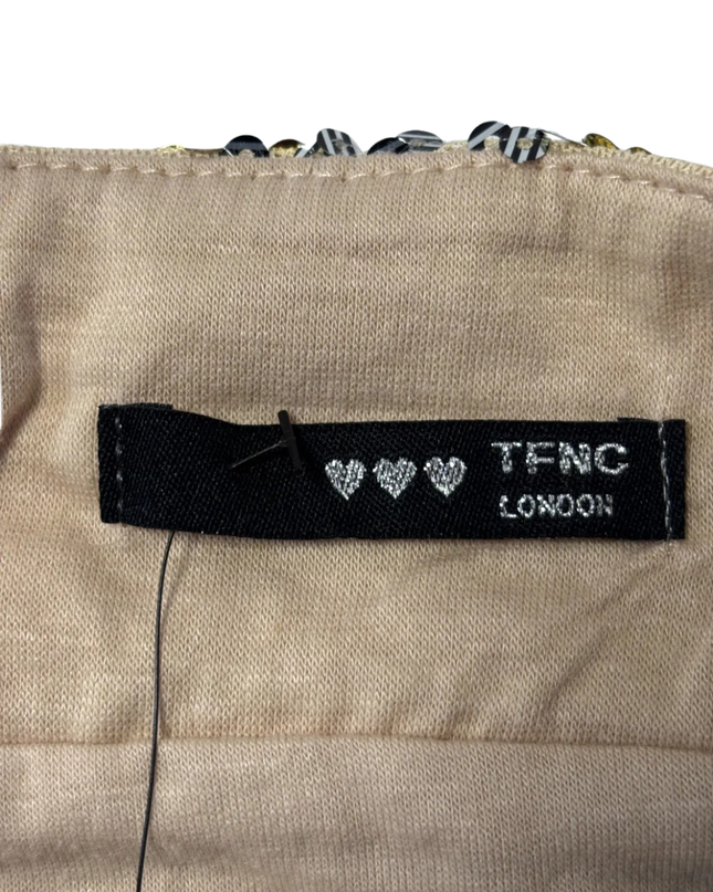 TFNC London Silver and Nude Scallop Sequin Midi Skirt W/TAG