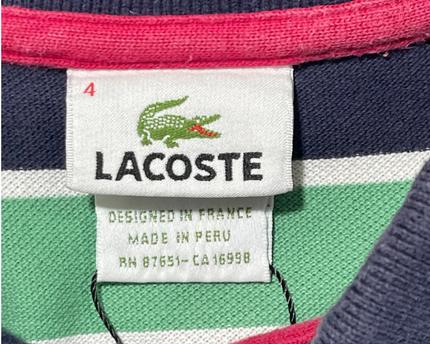 Lacoste Green/Navy Striped Polo Shirt