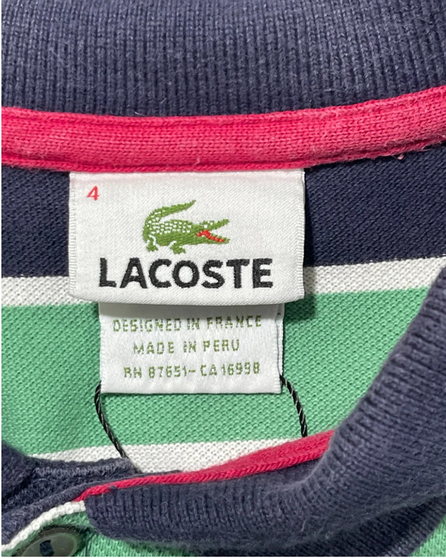 Lacoste Green/Navy Striped Polo Shirt