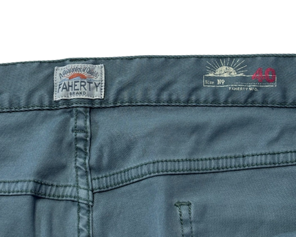 Faherty Teal Men's Straight-Leg Five-Pocket Pants
