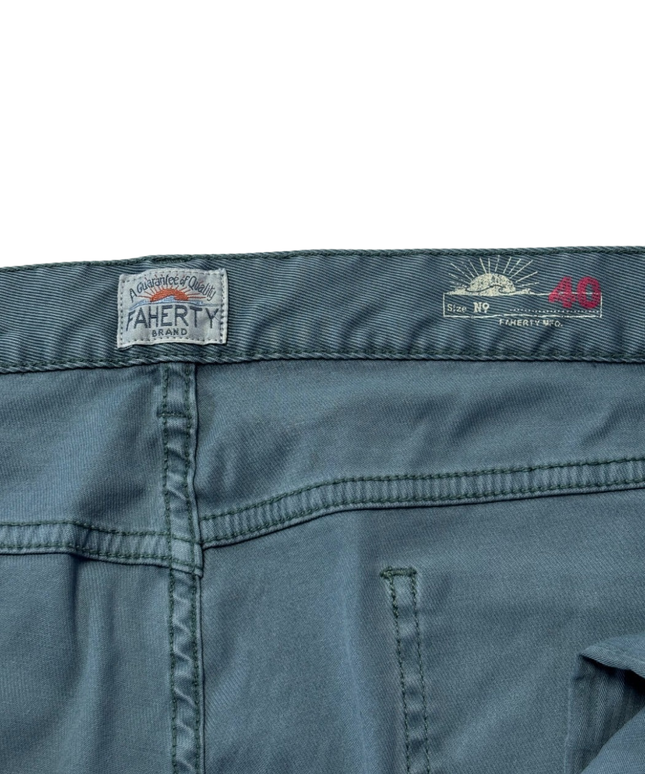 Faherty Teal Men's Straight-Leg Five-Pocket Pants