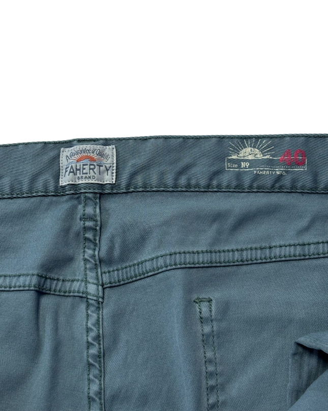 Faherty Teal Men's Straight-Leg Five-Pocket Pants