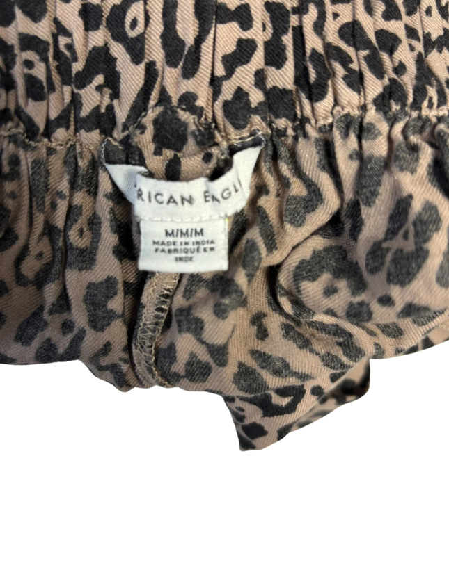 American Eagle Leopard Print Elastic Waist Viscose Pants