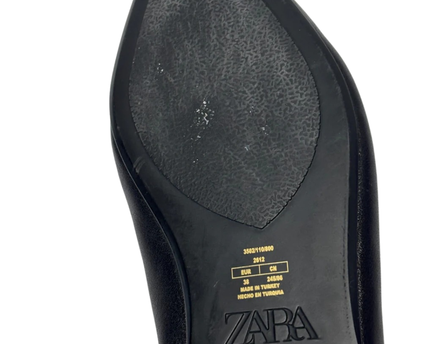 ZARA Black Pointed Toe Leather Flats