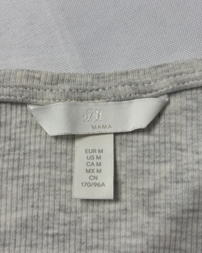 H&M Grey Ribbed Henley Short Sleeve Dress