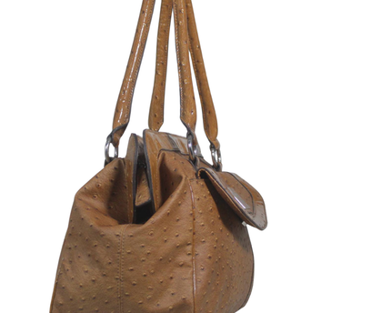 Guess Brown Ostrich-Embossed Satchel Handbag